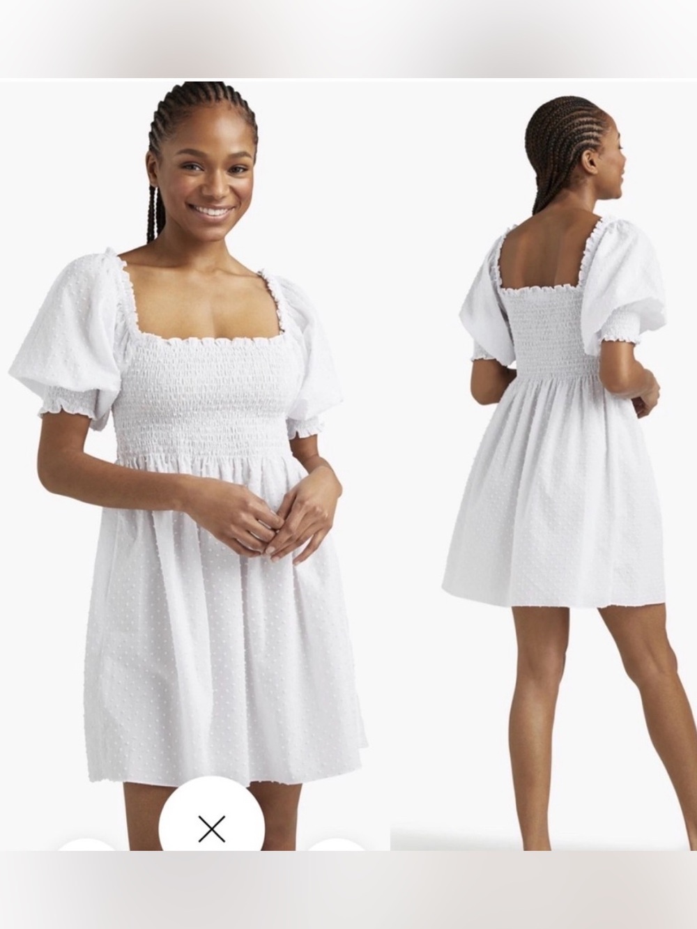 Hill House The Athena Nap Dress White Swiss Dot Mini Smocked Babydoll S - Picture 2 of 6